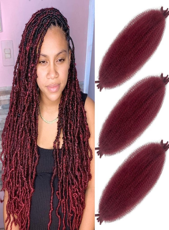 Chicmoi Springy Afro Twist Hair 16 Inch Burgundy Curly Braiding Hair 3 Packs Kinky Twist Hair for Braiding Marley Twist Braiding Hair for Faux Locs Passion Twist Crochet Hair - Image 1